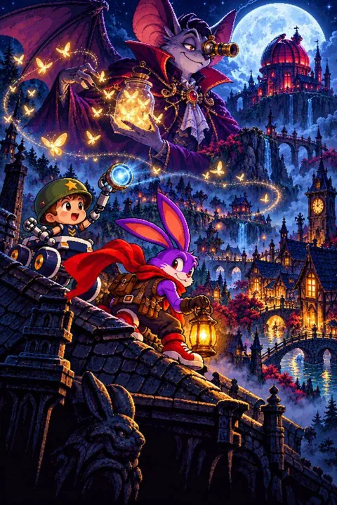 Chapter 4 poster: a vampire castle under a full moon